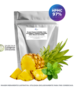 Pó para Preparo de Bebida à Base de Colágeno e Vitamina C Revestida Sabor Abacaxi com Hortelã - 1kg